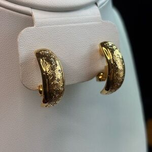 Premier Designs Gold Textured Huggie Hoop Earrings